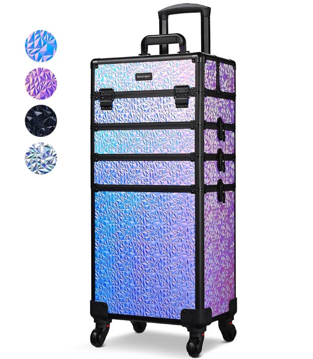 BYOOTIQUE Rolling Makeup Train Case Professional Cosmetic Organizer Trolley